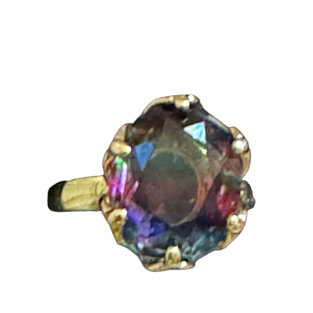 Brazilian Tourmaline 18K Gold  Sterling Silver Handcrafted Ring Size 7 1/2